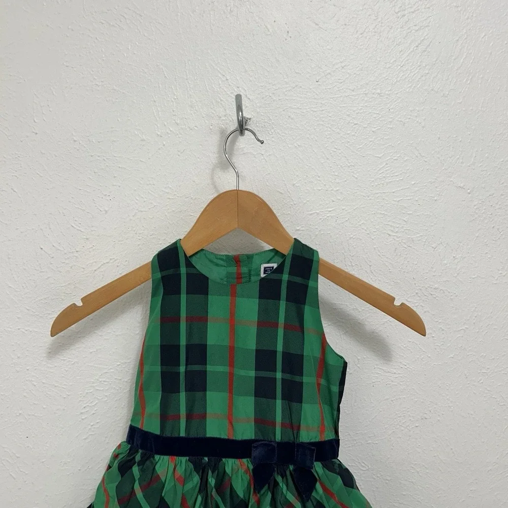 Janie And Jack Green Tartan Plaid Tulle Party Dress Holiday Ruffled Tiered Sz 5